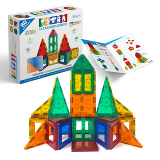 Tytan® 80-Pc Magnetic Tiles & Building Blocks Set - STEM Certified - Provides Hours of Creative Fun!