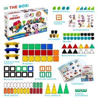 Official Disney Junior Mickey Mouse JUMBO Train Magnetic Tile Set – 112-Piece