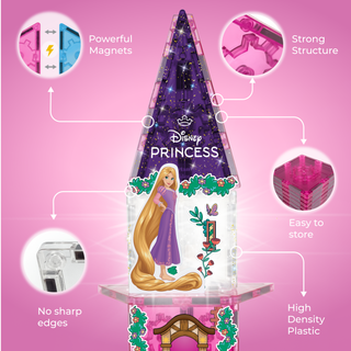 Official Disney Princess Magnetic Character Tiles – 24-Piece Set with Light-up Tile!
