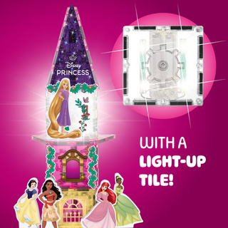 Official Disney Princess Magnetic Character Tiles – 24-Piece Set with Light-up Tile!