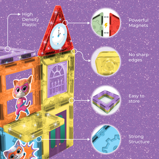 Official Disney Junior SuperKitties Magnetic Tile Set – 17-Piece