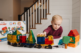 Official Disney Junior Mickey Mouse JUMBO Train Magnetic Tile Set – 112-Piece