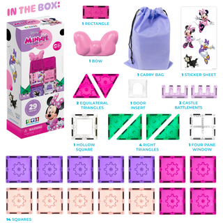 Official Disney Junior Minnie Mouse Magnetic Tile Travel Set - 29-Piece