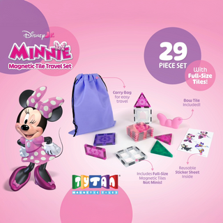 Official Disney Junior Minnie Mouse Magnetic Tile Travel Set - 29-Piece